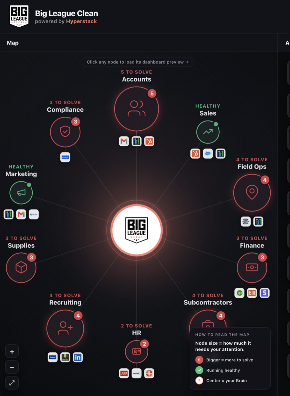 The Command Center map, every department at a glance